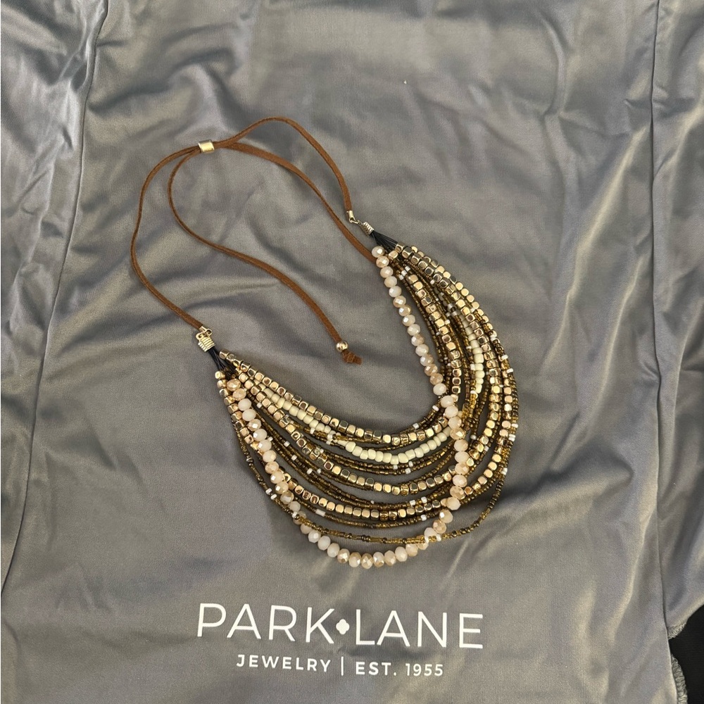 Park Lane Gold and Brown Beaded Necklace